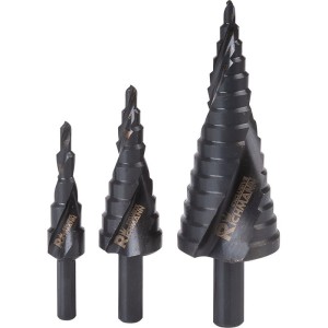 WIERTŁA STOPNIOWE DO METALU SPIRALNE 4-32mm 3el. PUDEŁKO ALU. RICHMANN