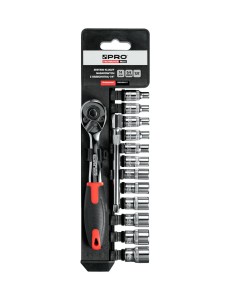 ZESTAW KLUCZY NASADOWYCH Z GRZECHOTKĄ 1/4" 14szt CRV PRO WK-411