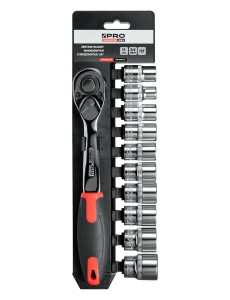 ZESTAW KLUCZY NASADOWYCH Z GRZECHOTKĄ 1/2" 11szt CRV PRO WK-410